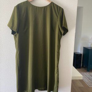 Lulus - Shift and Shout Olive Green Shift Dress - XL